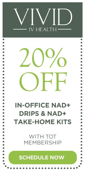 20% off in-office NAD+ drips and NAD+ take-home kits